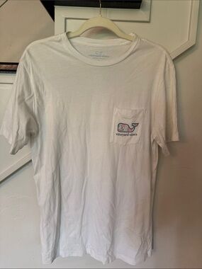 Vineyard Vines White Short Sleeve Pocket Tee with Multicolor Whale
